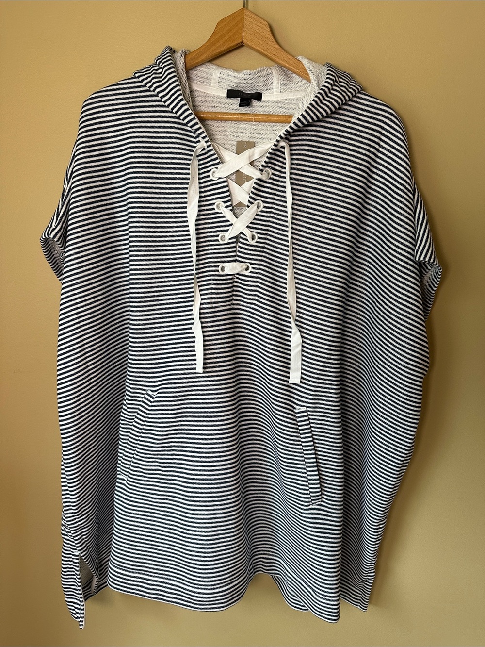 J. Crew Stripped Hooded Oversized Poncho Cover-Up Size M/L